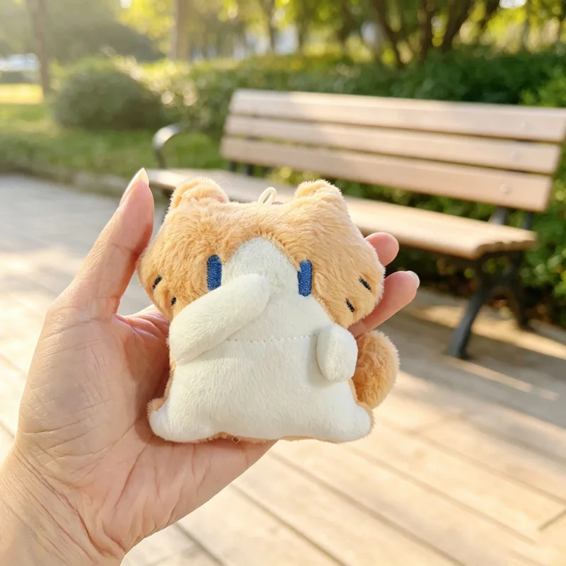 Cute Covering Its Mouth Cat Plush Keychain Pendant Creative ‘Monthly Salary Cat’ Backpack Decoration Car Keychain Birthday Gift