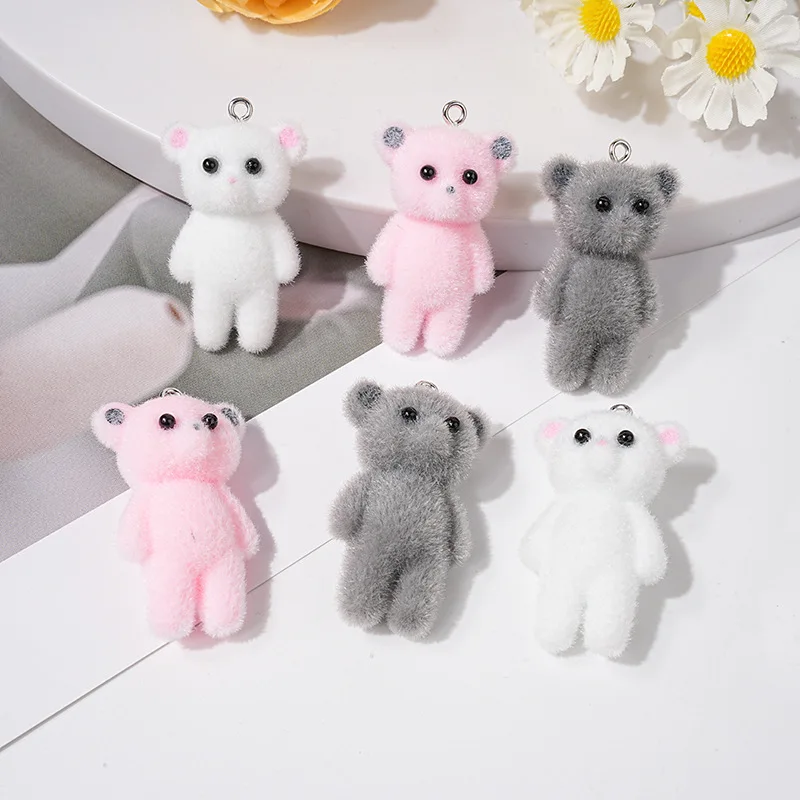 30Pcs3D Kawaii Bear Charms Cute Cartoon Resin Pendant for Making Diy Bracelet Necklace Earrings Handmade Accessories Supplies