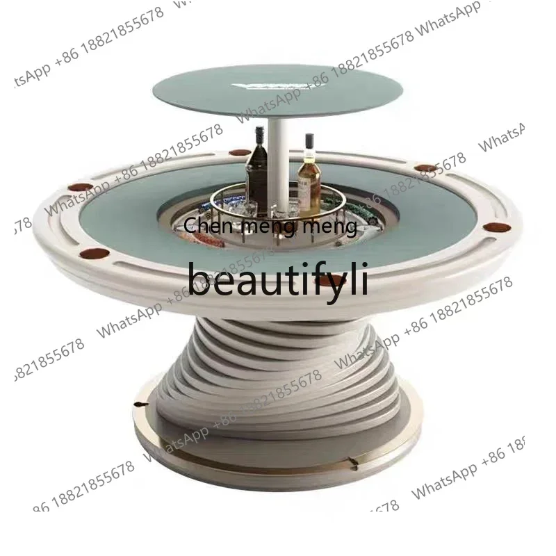 Lhy7486 ss Light Luxury Club Villa Mansion طاولة مستديرة للترفيه الداخلي ورفع الشطرنج وطاولة البطاقات #5