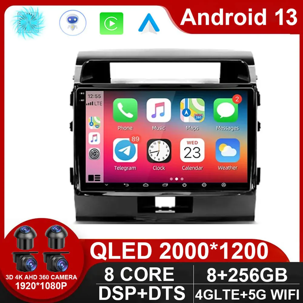 Android 13 For Toyota Land Cruiser 200 2007 - 2015 Car Radio Multimedia Video Player Auto Navigation GPS DVD Head Unit NO DVD