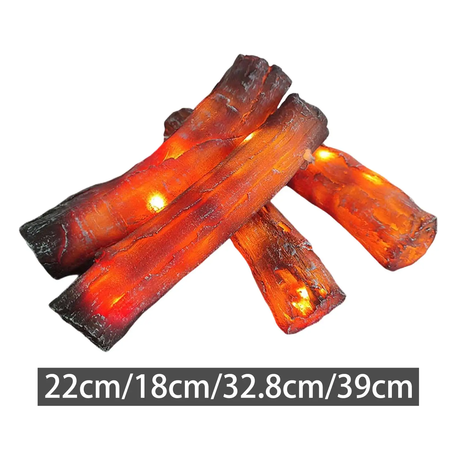 4Pcs Flameless Fireplace Log Light Artificial LED Fire Log Indoor Outdoor Winter Bedroom Fireplace Accessories Fake Fire