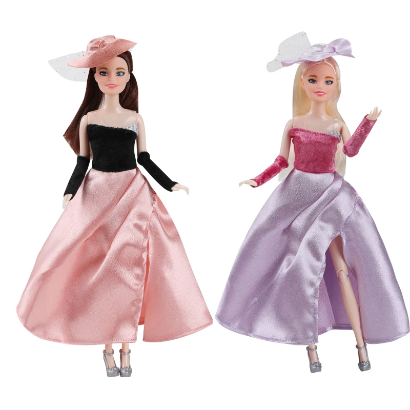 Vestido + Chapéu + Mangas para Boneca, Vestido Sem Alças, Luvas, Saia para Boneca de 30cm e Acessórios de Vestuário para Boneca BJD 1/6, Brinquedo para Meninas, Presente de Feriado