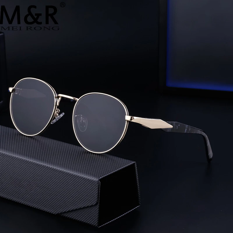 

2023 Fashionable Simplicity Men's Round Sunglasses personalized Metal Rimless Glasses Frame Outdoor Driving Sunshade Glasses