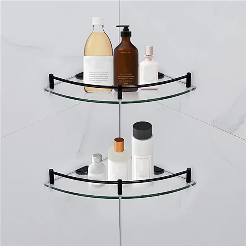 

N04R 3X Bathroom Shelves, Bathroom Glass Corner Shelf Wall Mounted ,Tempered Glass Shelf For Storing Shower Gel/Soap-A
