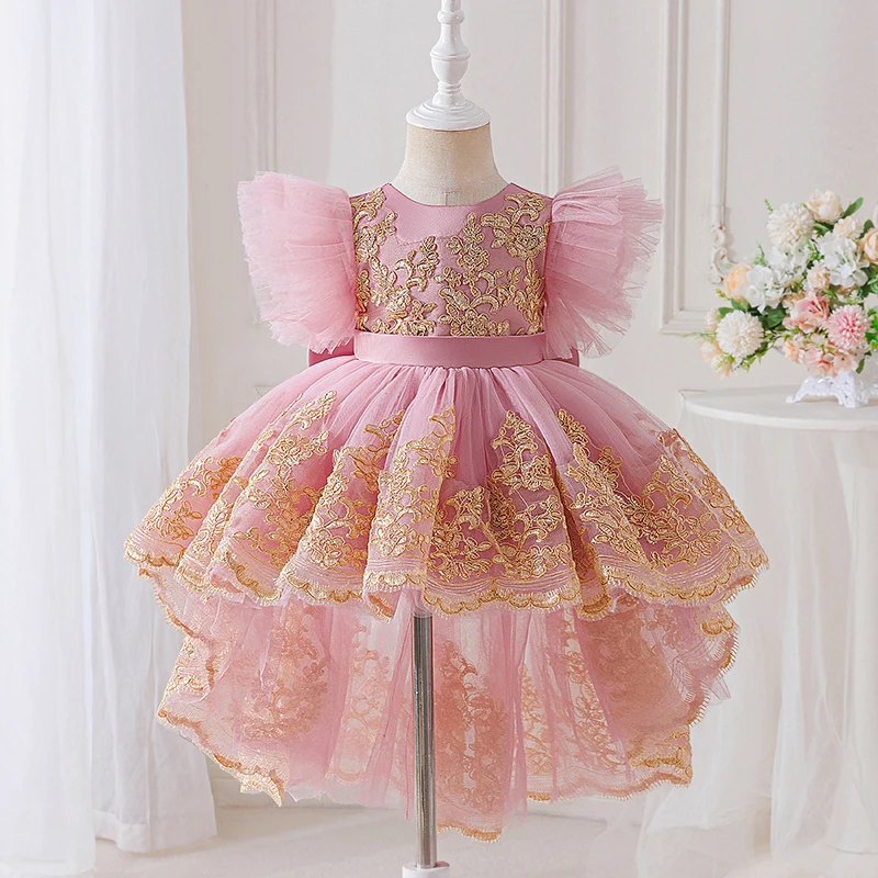 

Элегантное платье для девочек, платье с цветочной вышивкой, платье принцессы для дня рождения, детский костюм для свадебной церемонии, платье подружки невесты