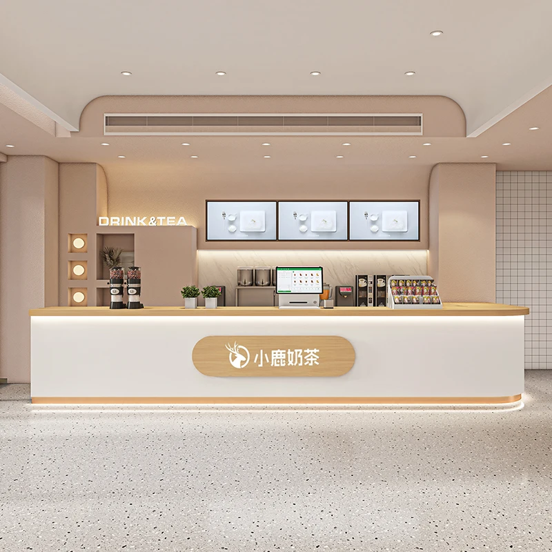 Simple milk tea shop cafe bar fruit supermarket checkout page corner front desk pet shop reception desk customization