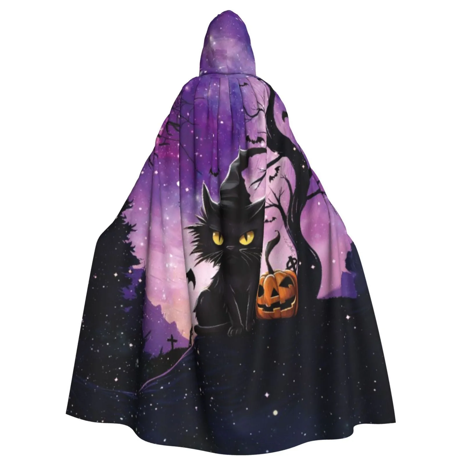 Ladies Halloween Witch Cloak Unisex Hooded Cloak Cosplay Costume Medieval Costume Printed Carnival Hooded Cloak Cloak Robe пончо