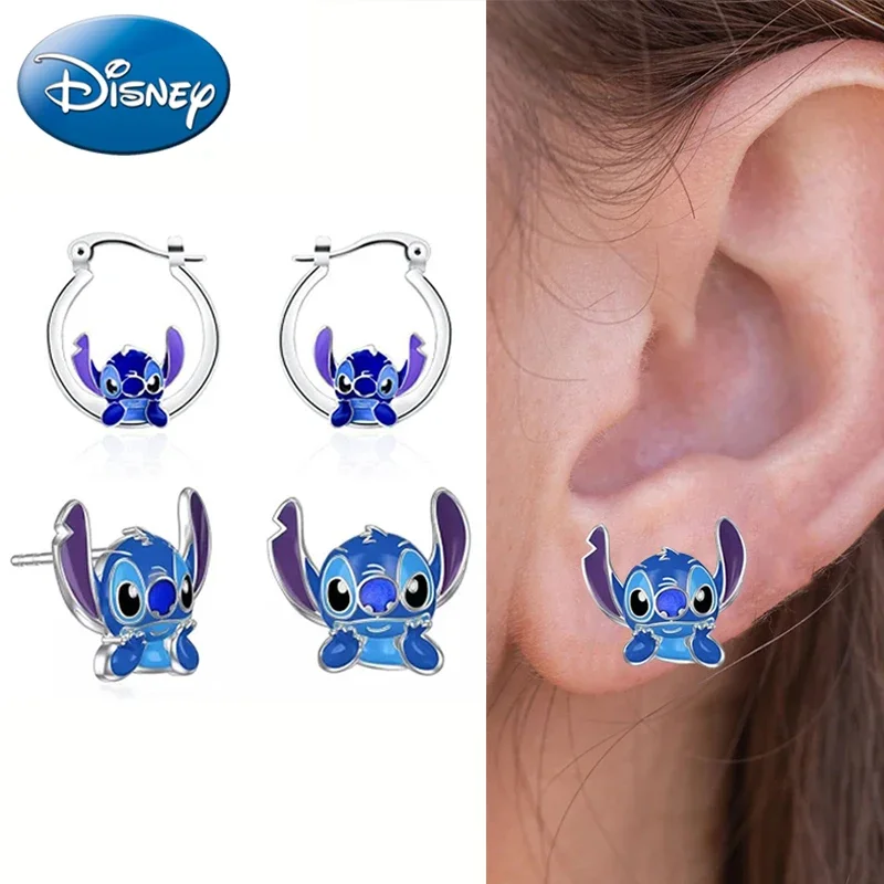 Disney Cartoon Lilo & Stitch Ear Pendants Kawaii Stitch Metal Earring Delicate Female Jewelry Accessories Girl Christmas Gifts