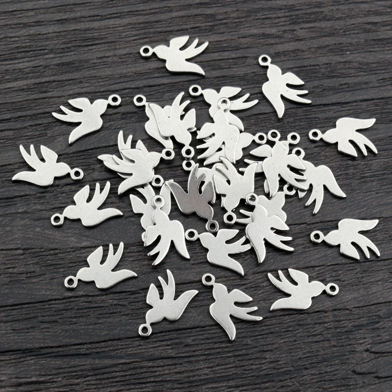 30 sztuk nie znikną Charms 12x8mm ptak 316 Charms ze stali nierdzewnej Craft wisiorek biżuteria Making akcesoria DIY dla naszyjnik bransoletka