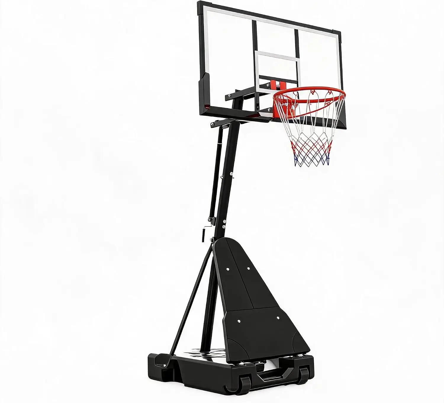 52inch Portable Basketball Hoop 4.9 ft to 10 ft Adjustable Height Stand Outdoor Backyard Training Equipment Safety Funny Sports Game with Wheels and Weighted Base