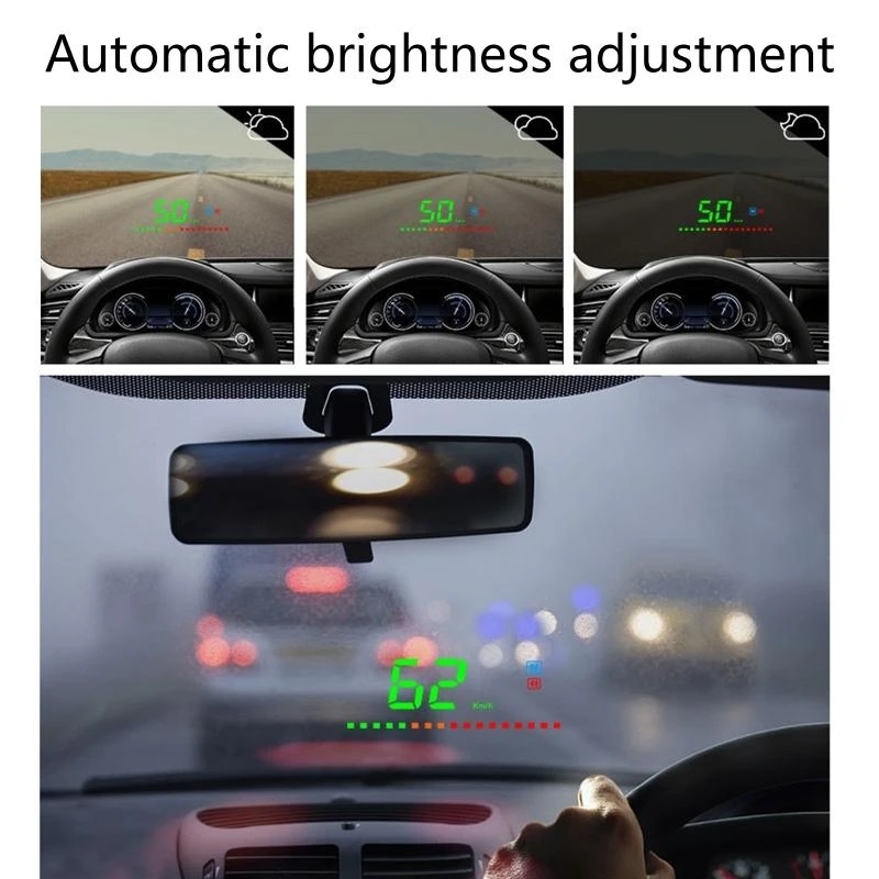 Head Up Display HUD-Reflective Windshield Multifunctional Speedometer Speeding Scanner for Smart Digital Alarm Car U