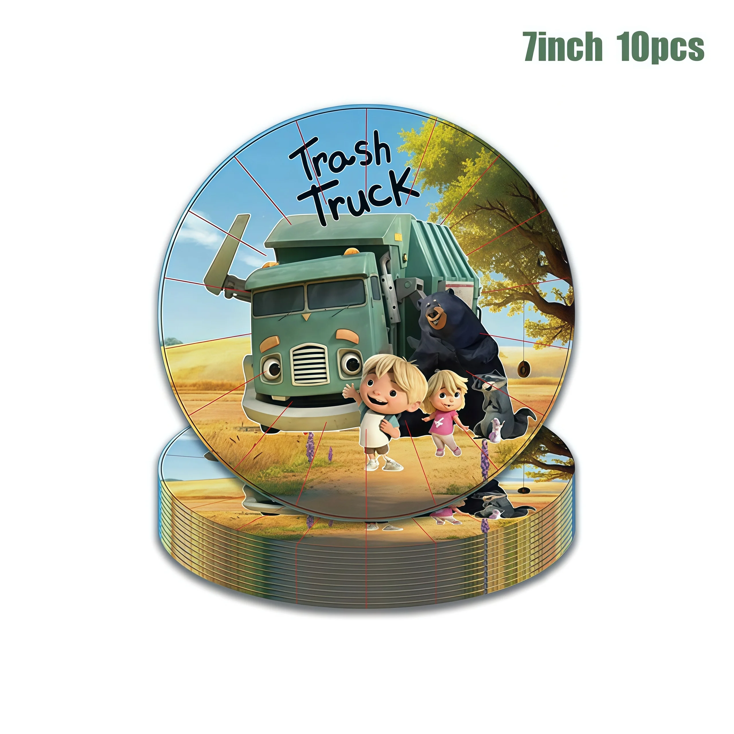 Hank&Trash&Trucks Birthday Party Tableware Decoration Garbage Cartoon Balloon Banner Cake Topper Backdrop Kid Baby Supplie Prop