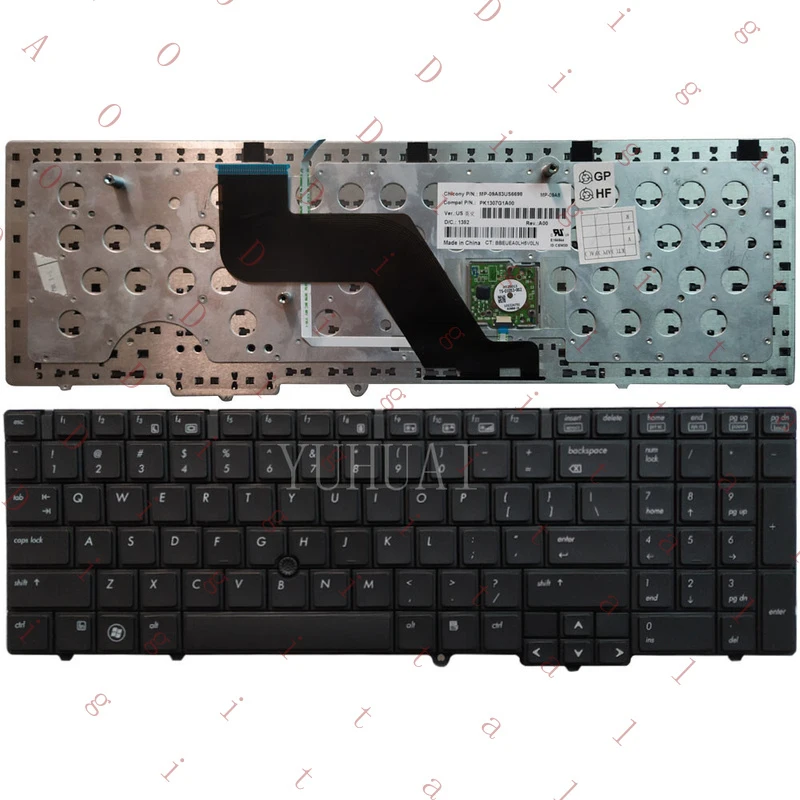 LL Laptop US Black Keyboard for HP EliteBook 8540p 8540w PK1307G3A00 582648-001