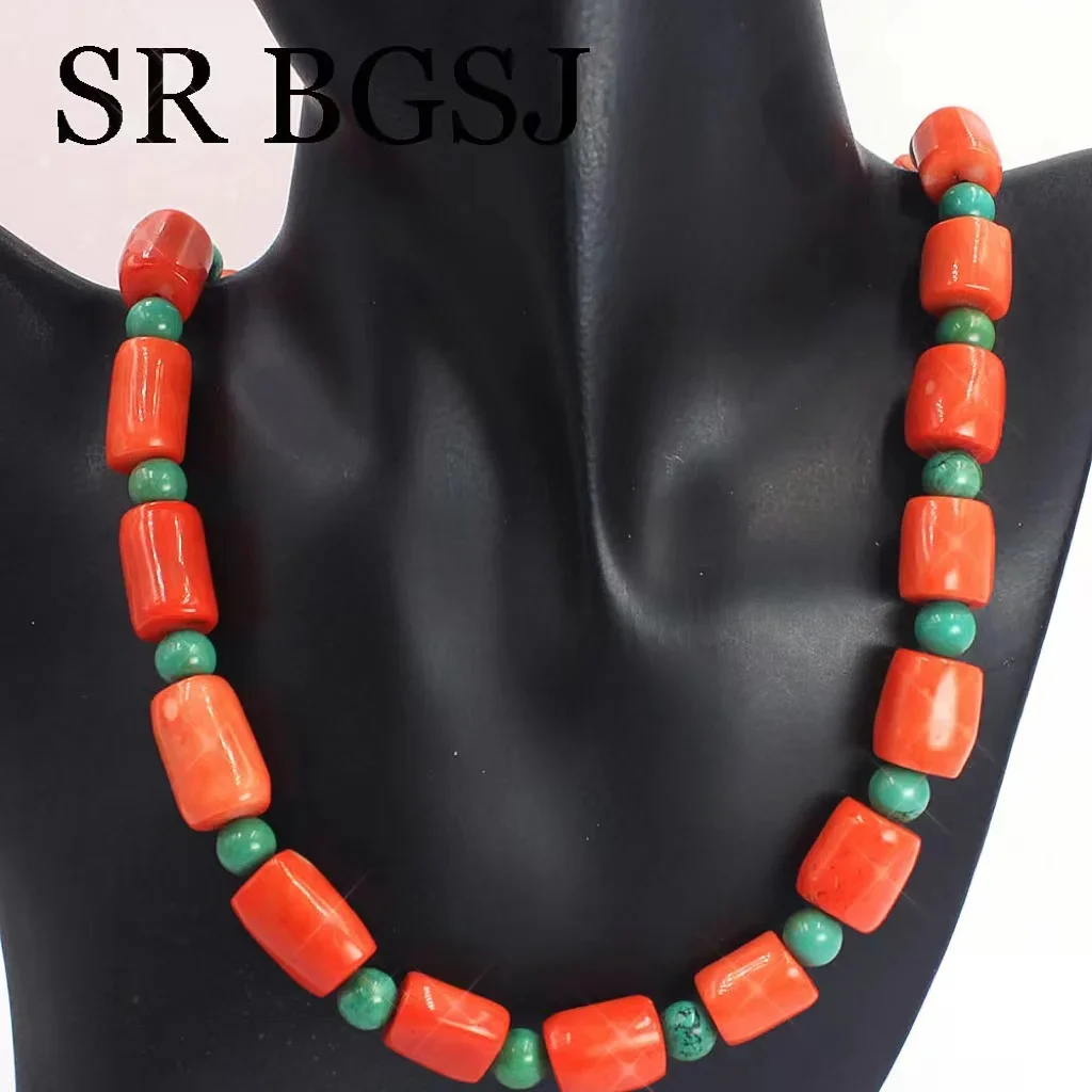 

10-14mm Freeform Orange Coral Green Turquoise Women Jewelry Gift Short Choker Collar Necklace 16-20"