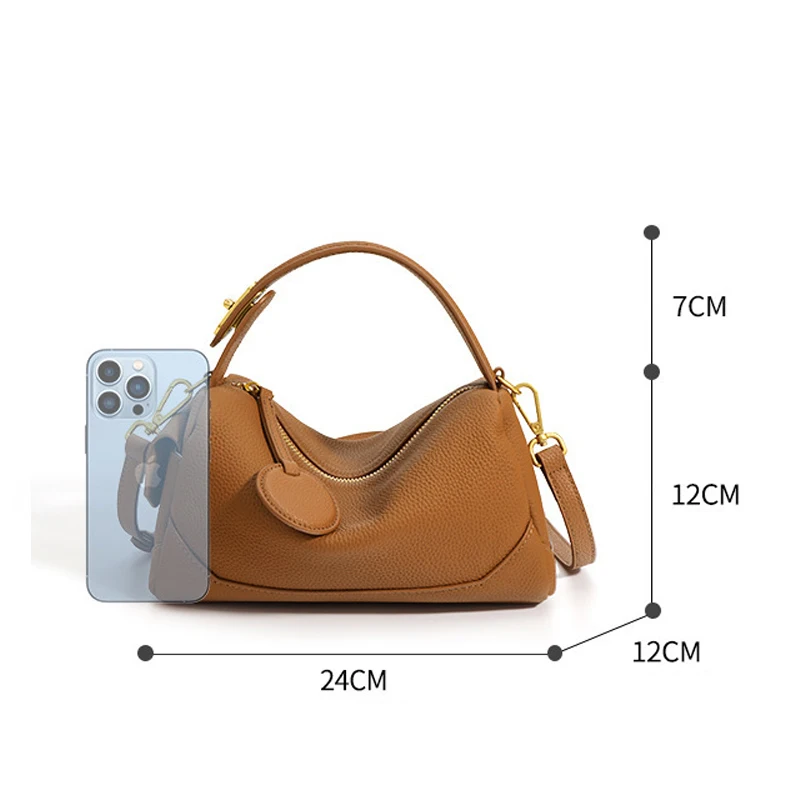 Genuine Leather Female Messenger Pillow Bag High Quality Women Daily Use Handbags Multifunctional Lady Simple Shoulder Bag New