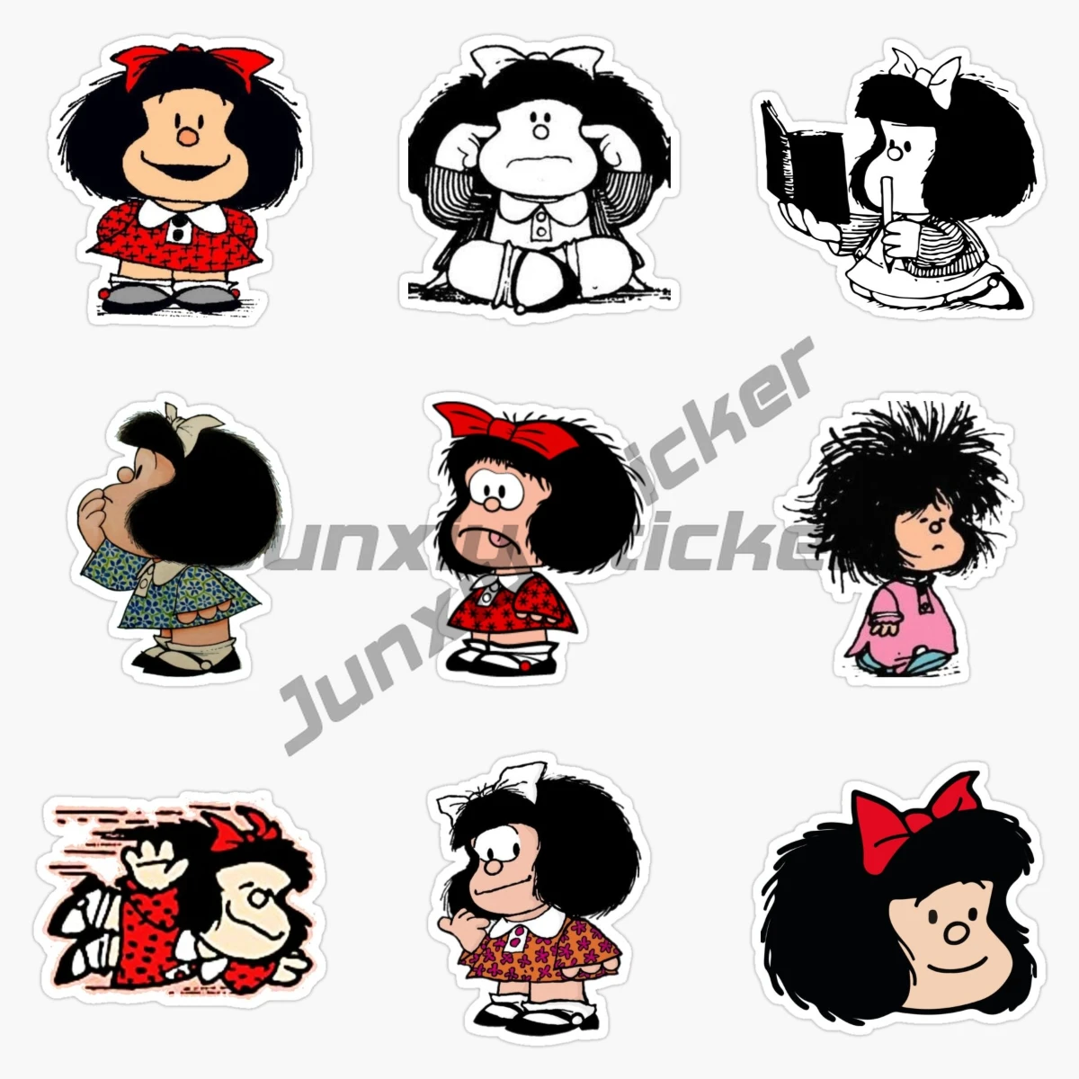 Mafalda Quino Anime Sticker Motorcycle Laptop Truck Window Bicycle Wall Car Helmet Table Room PVC Decal Assecories