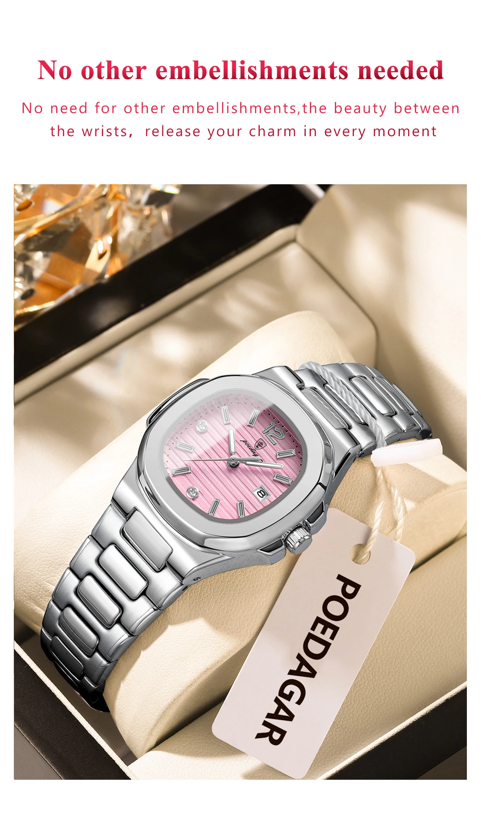 POEDAGAR Platz Mode Frau Armbanduhr Leuchtende Wasserdichte Datum Damen Uhr Luxus Hohe Qualität Quarz frauen Uhren Reloj – Detail 11