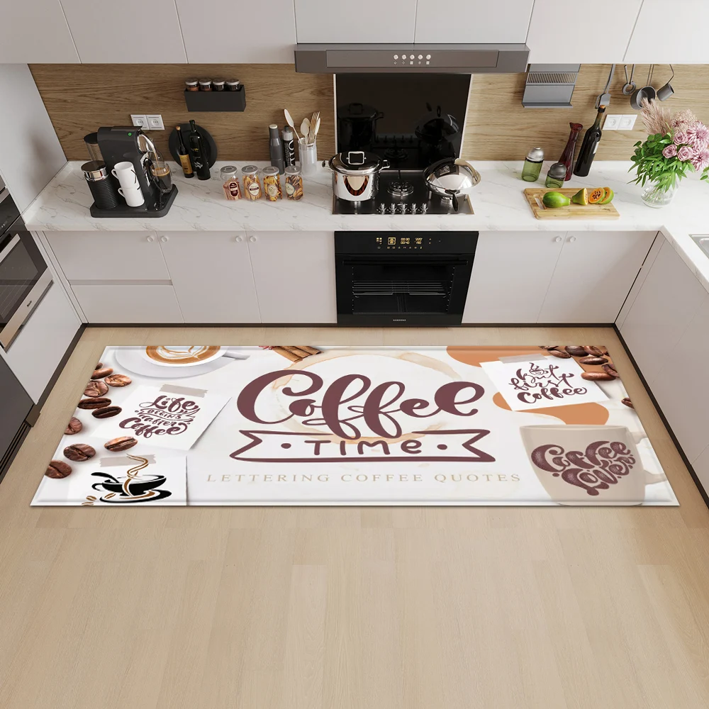 Coffee Kitchen Floor Mat Home House Hallway Entrance Doormat Living Room Tatami Decor Carpet Balcony Bath Door Non-Slip Foot Rug