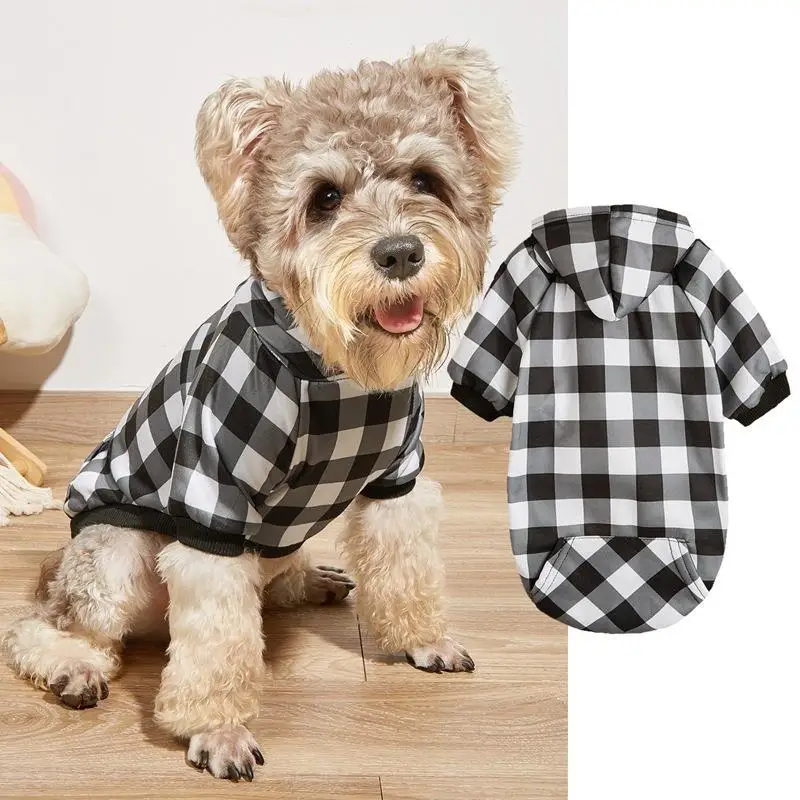 

Pet hoodie dogs clothes lattice apparels dog costume coat jackets winter coats small ropa para perros puppy warm fleece dress