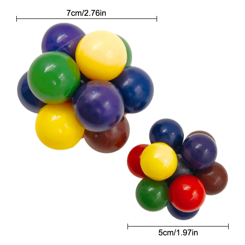 創造的な伸縮性のあるカラフルなボール、フィジェットトイ、スクイーズボール、子供と大人のストレス解消おもちゃ、抗ストレスハンド練習マッサージボールおもちゃ