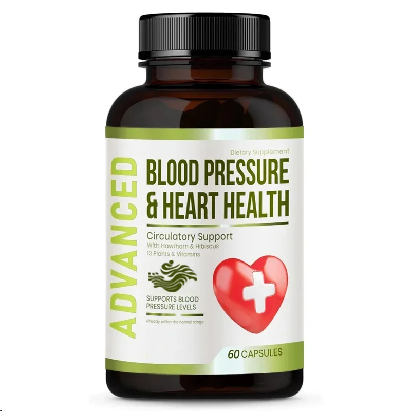 60 Capsules Blood Pressure Support Supplement Using Hawthorn Berries and Hibiscustosupport Blood Pressure Healthy Circulation