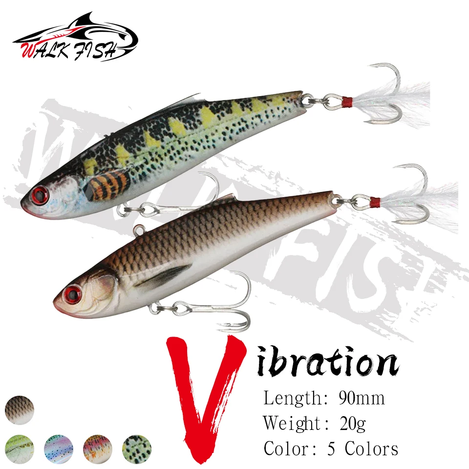 WALK FISH 1 Stück 9cm 20g VIB Angelköder Hochwertiger Simulationsköder mit Haken Künstlicher Köder Harter Köder für Bass Meeresangeln Süßwasserforelle