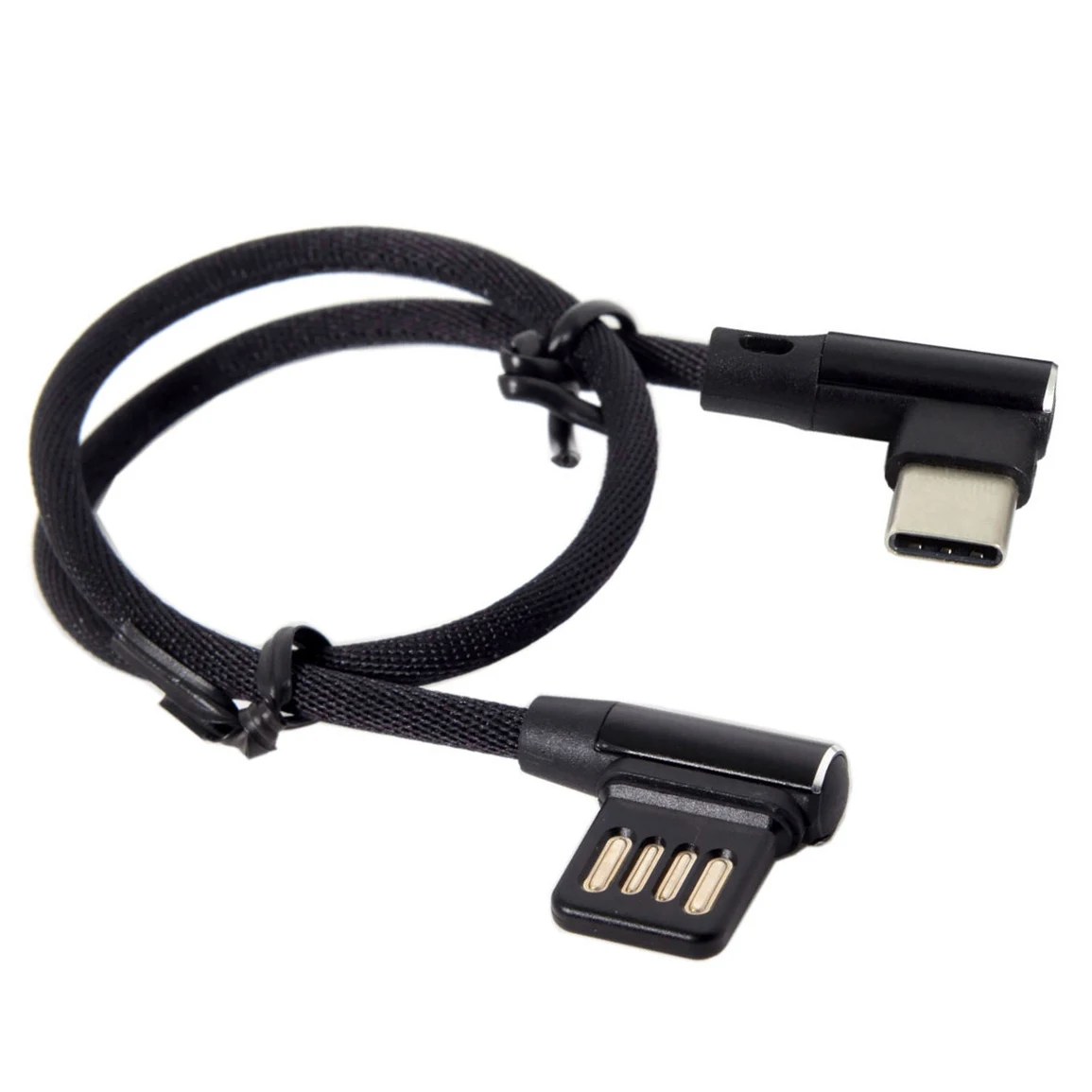 USB-C 3.1 Type-C ไปทางซ้ายมุมขวา90องศาสาย2.0ข้อมูล USB พร้อมปลอกสำหรับแท็บเล็ตและโทรศัพท์15ซม.