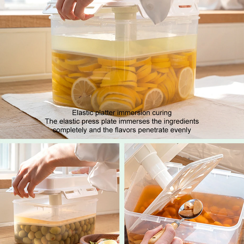 5L Pickle Jar with Press Plate Leakproof Kitchen Organizer Bins For Gherkin Sauerkraut Olive And Kimchi Storage Container