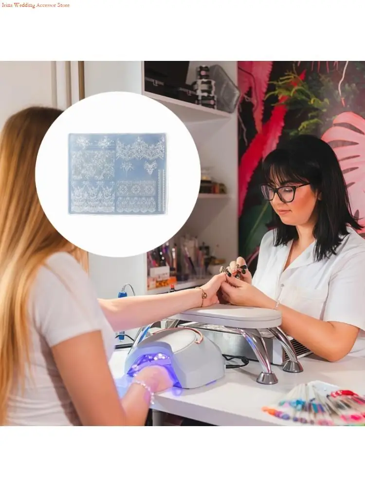 G92D Reusable Silicone Mold For Nail Art With Detailed 3D Lace Embossing Ensuring Simple Demolding And Sturdy Performances
