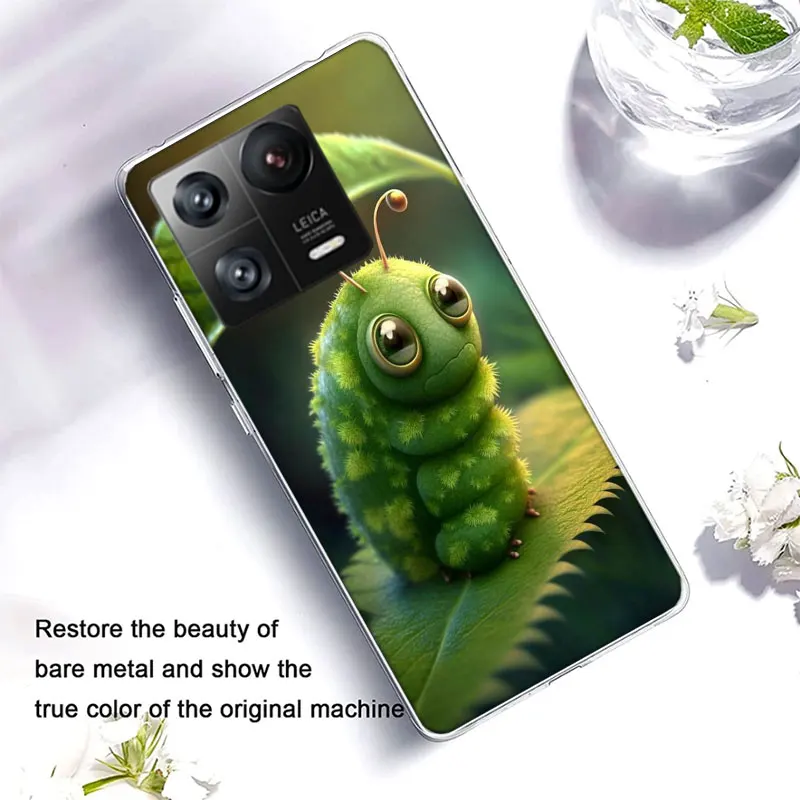 Insect Larvae, Large Eyed Caterpillars Clear Luxury For Xiaomi Poco X5 X6 Pro X4 F4 GT X3 F6 F5 F3 F2 F1 M5 M4 M3 Mi Note 10 CC