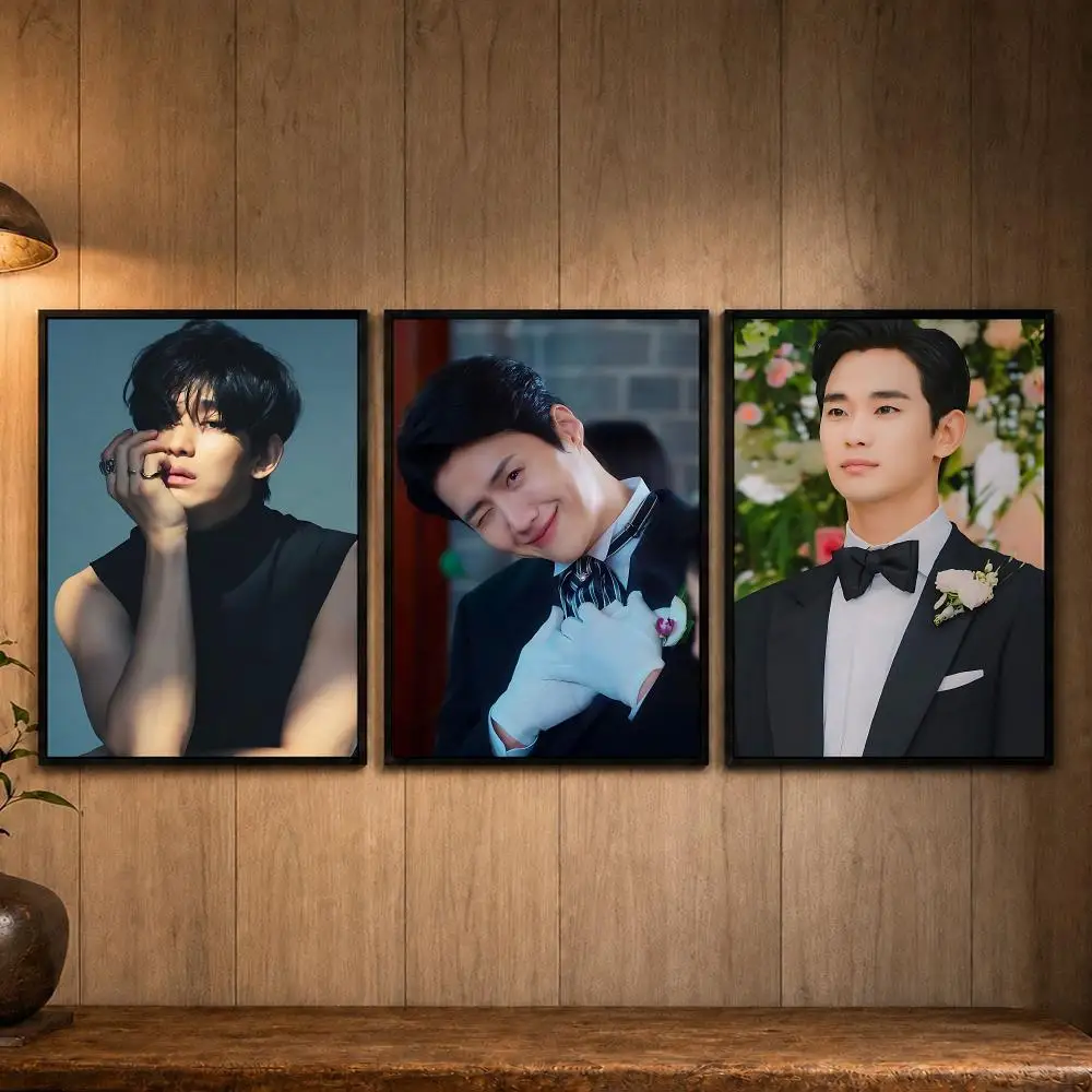 Actor K-Kim Soo-hyunS Poster Self-adhesive Art Poster Decoracion Painting Wall Art White Kraft Paper Home Decor