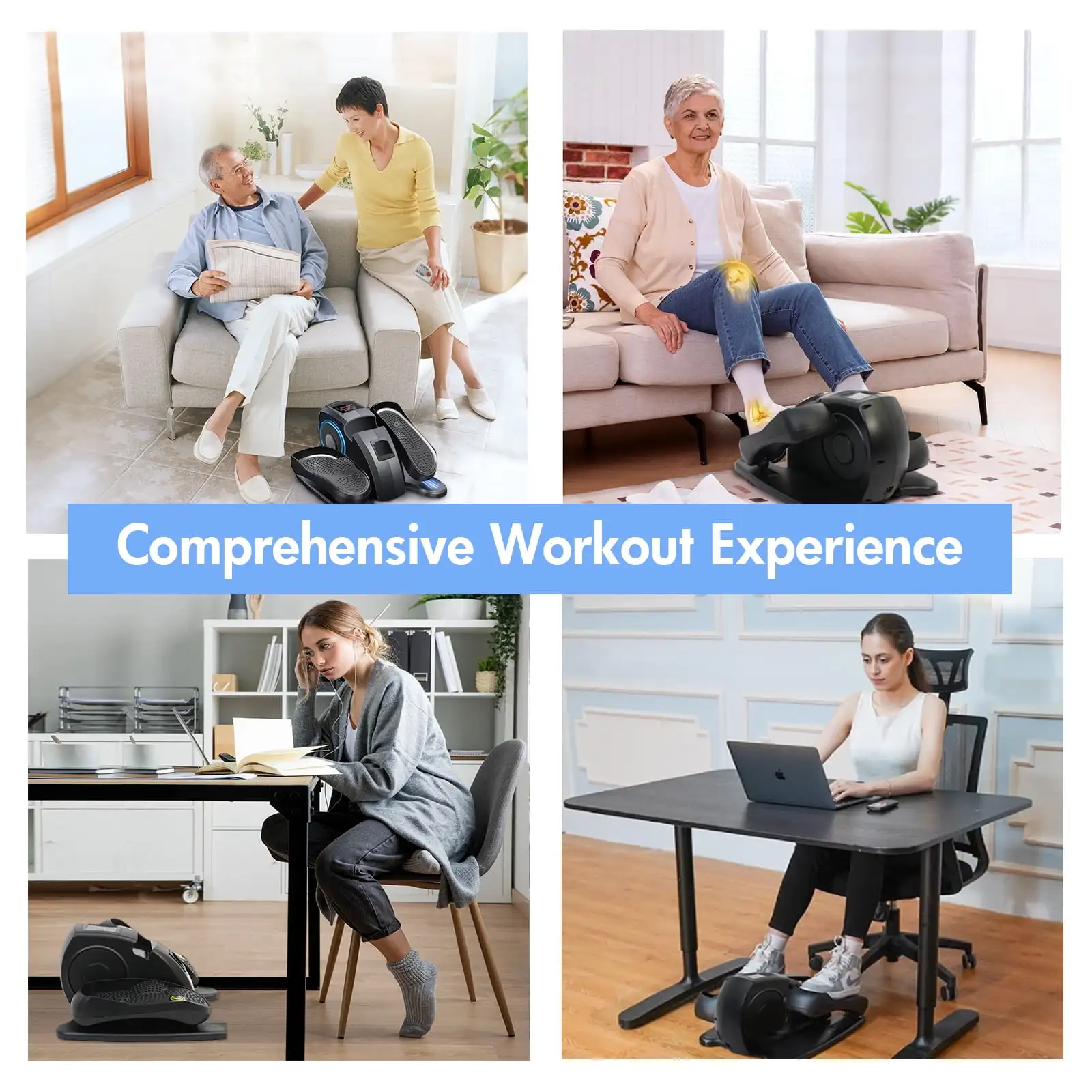 

Desk Elliptical Machine,Quiet & Portable Electric Seated Pedal Exerciser Adjustable Speeds with Remote Control