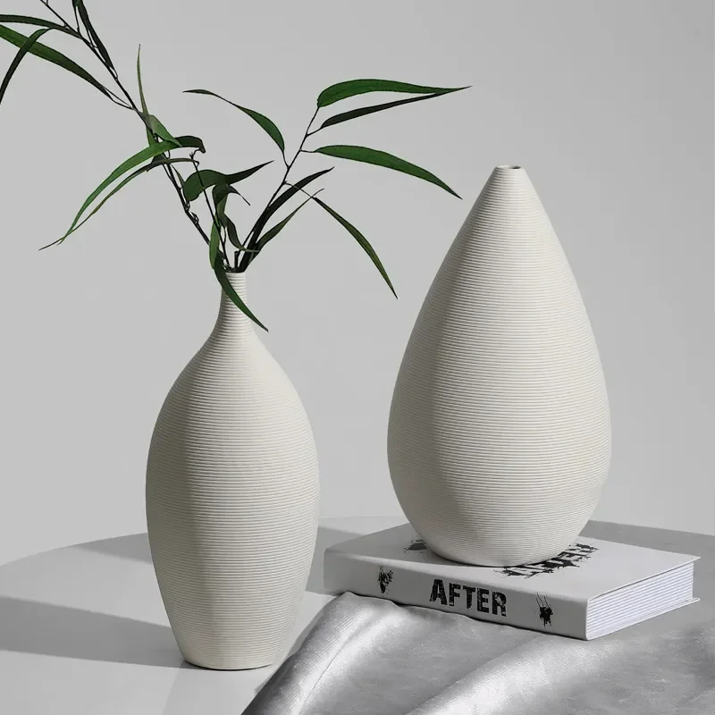 Simple White Ceramic Vase Minimalist Light Luxury Home Decor Mini Plain Embryo European Style Flower Arrangement for Living