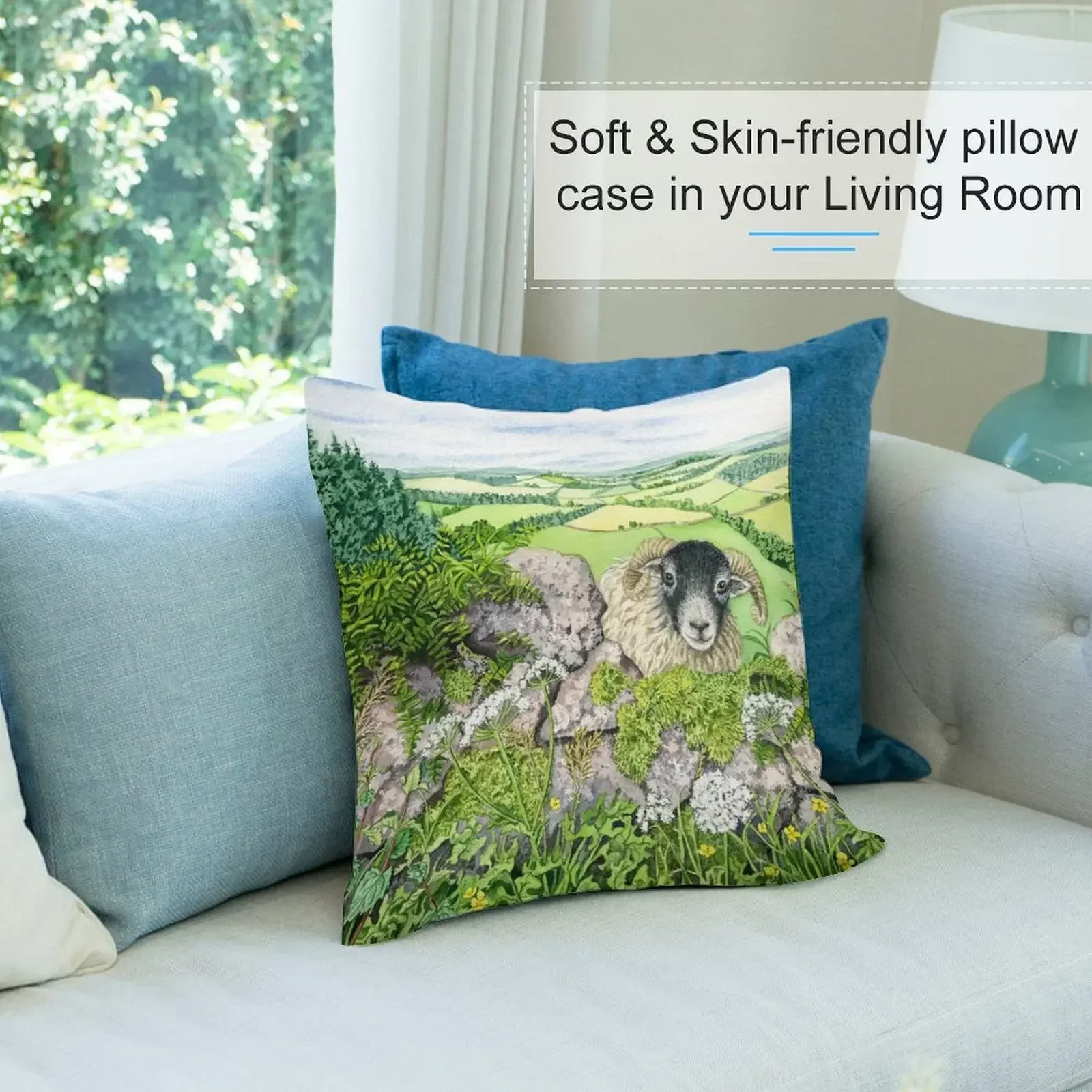 Hello there-Juste de coussin décorative, aquarelle sur papier