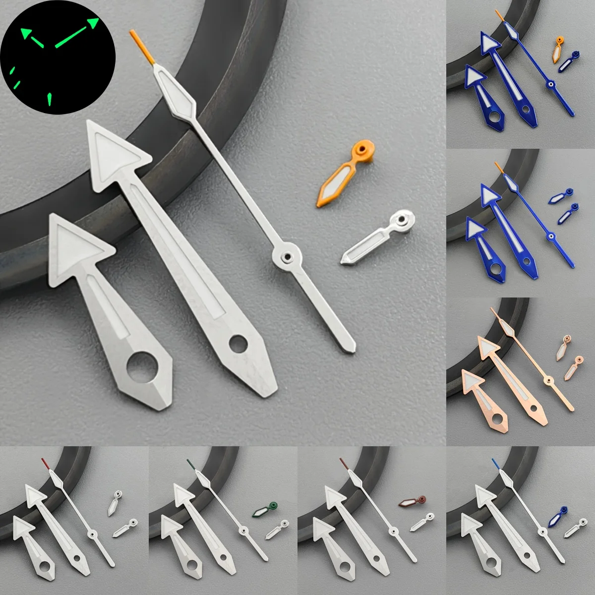 BLIGER VK64 Modified Accessories Silver Arrow Watch Pointer Orange Red Timing Second Hand Luminous Fit VK63 VK64 Quartz Movement