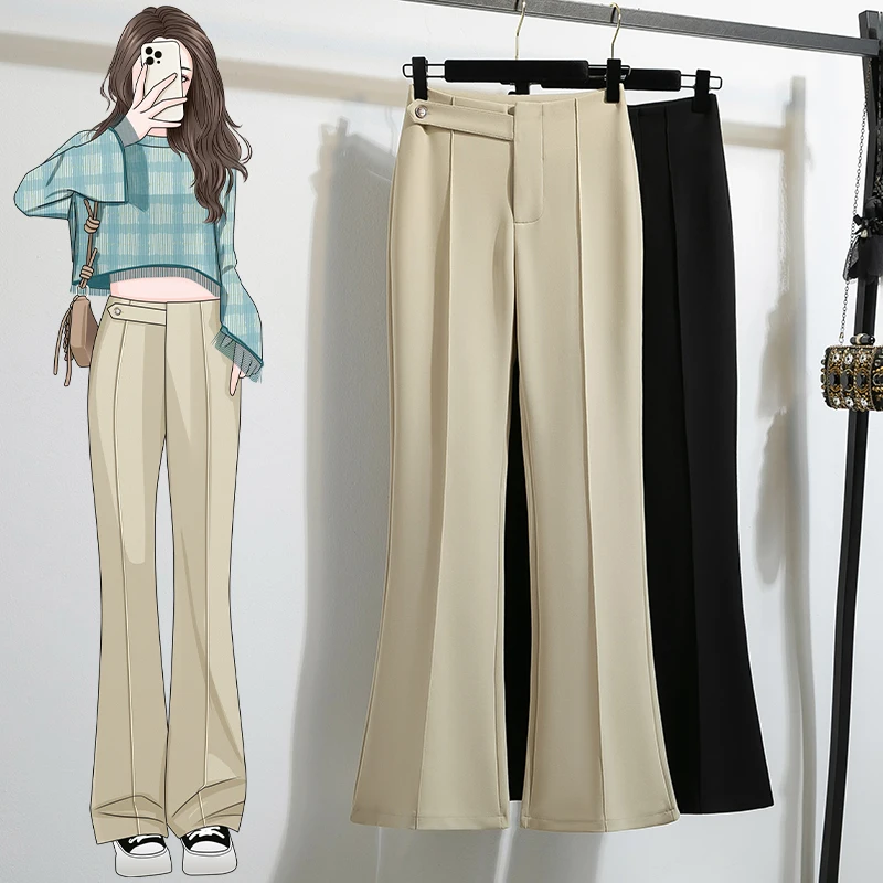 

High Waist Bell Bot Casual Pants Elastic Slim Fit Women's High Waist Bell Pants Spring Autumn New Sle Faion Ladies