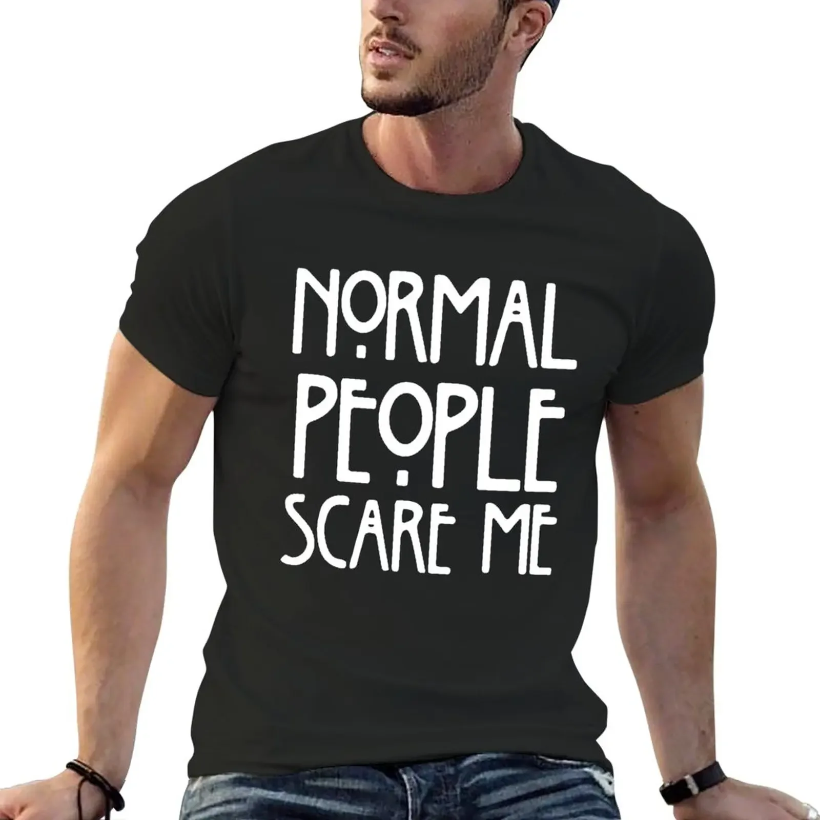 anime kawaii clothes boys animal print shirt mens t shirts pack American Horror Story Normal People Scare Me Shirt AHS T-Shirt