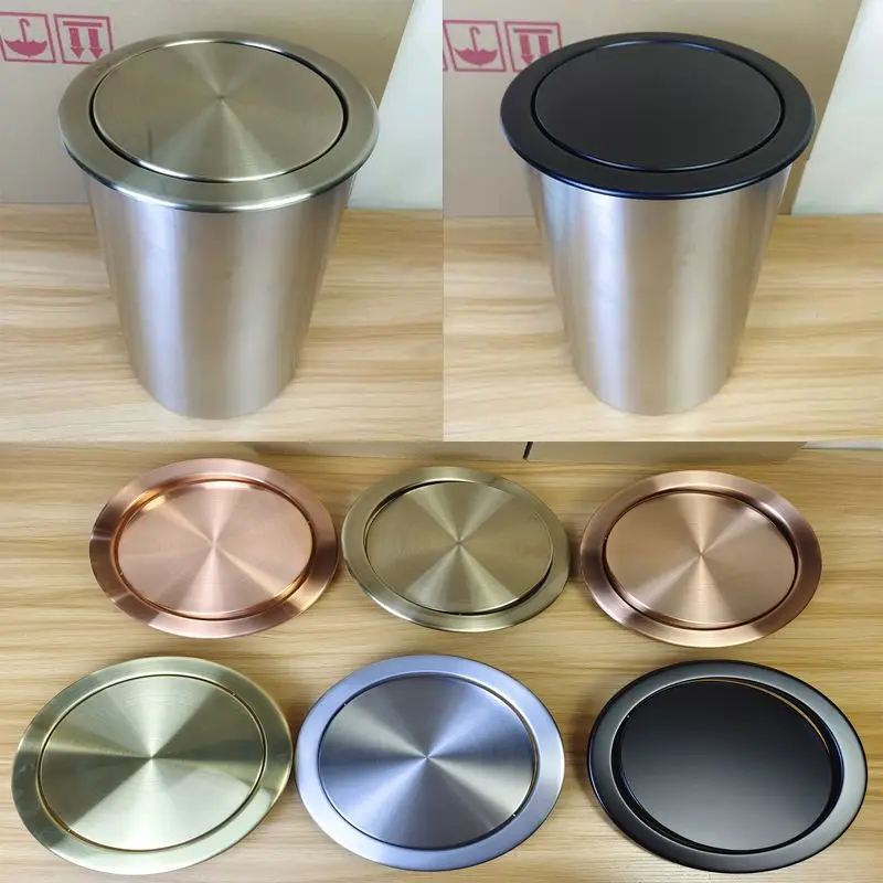 Kitchen Cabinet Recessed Countertop Stainless Steel Trash Can,Balance Swing Flap Lid Garbage Bin for Restaurant/Hotel/Office