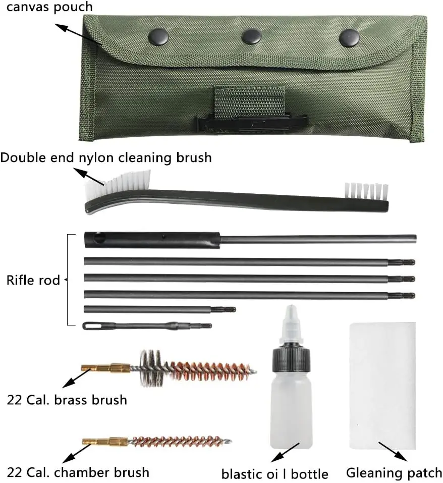 10pcs/set Gunsmithing Cleaning Kit Pouch Universal Firearms Pistol Clean Tool Brass Brush For AR15/M16 .223 5.56mm Cal