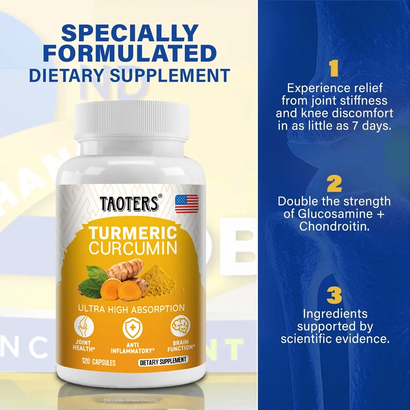 Turmeric antioxidant supplement, heart and joint health, suppresses inflammation, helps brain function, non-GMO