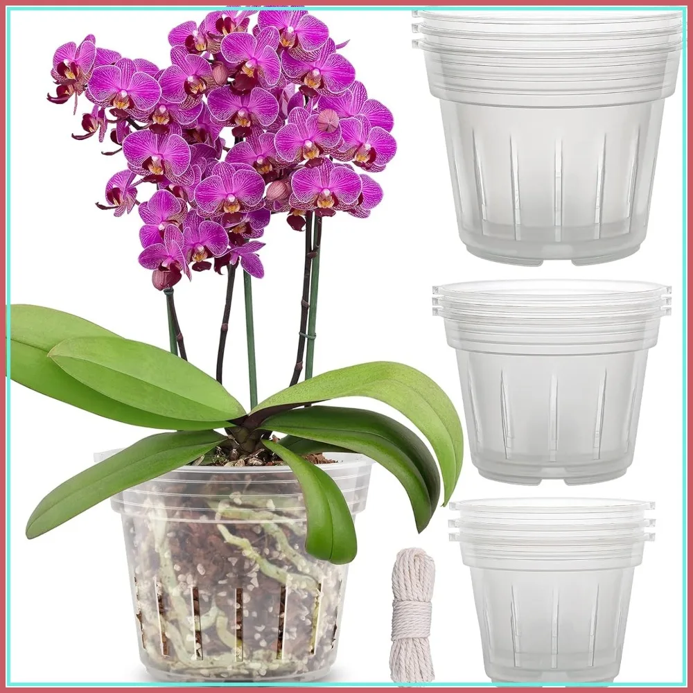 

Orchid Pots with Holes, 9 Pack Clear Plastic Flower Planter for Repotting, Indoor Outdoor