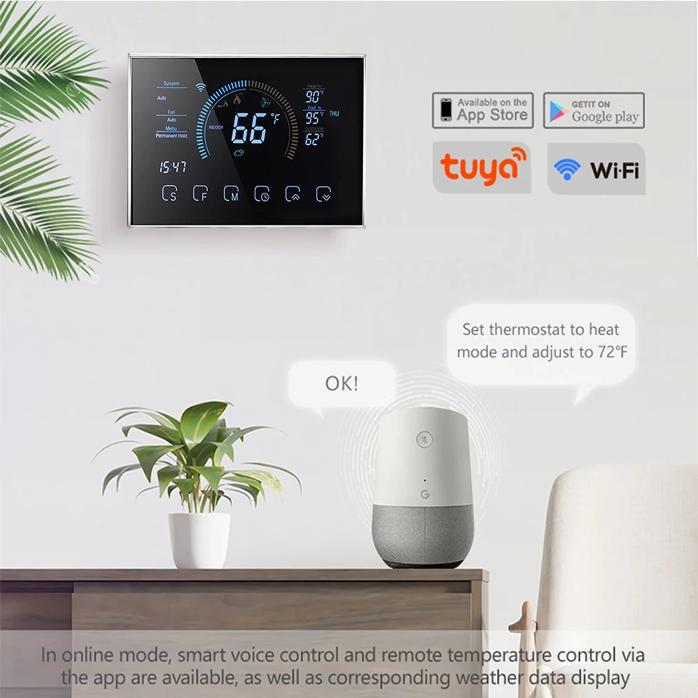 Qiumi Smart Wifi Thermostats Compatible with Alexa Google Home Suitable for Air and Ground Energy Heat Pumps