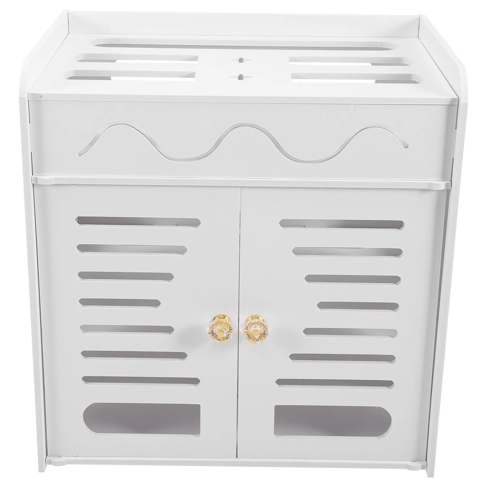 Kunststoff 4-Schicht Router Lagerung Box Doppel Tür Hohl Kabel Fall Organizer Power Streifen Halter Router Lagerung Rack hause Büro