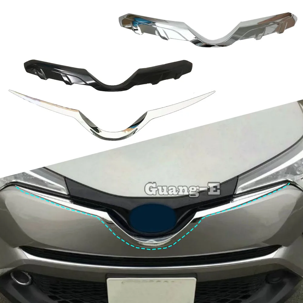 

For Toyota C-HR CHR 2017 2018 2019 2020 2021 Cover Detector ABS Chrome/Carbon Fiber Trim Front Up Grid Grill Grille Frame Stick