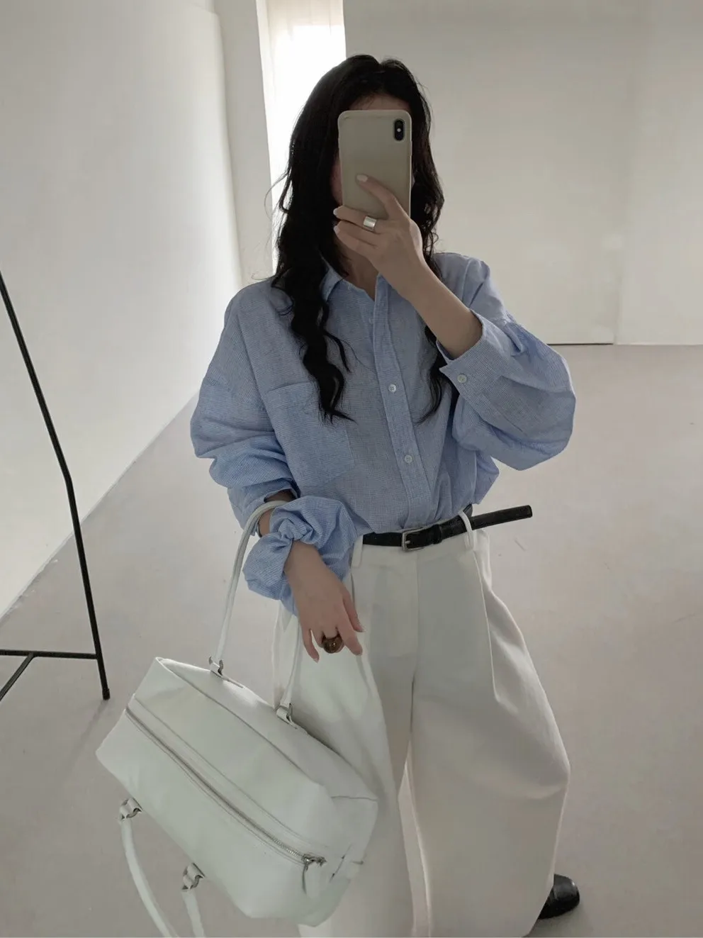 

Lilian Seven Meter Korean Style Plaid Sun Protection Shirt with Hair Tie K2019 Breathable Casual Collar Long Sleeve Wome...