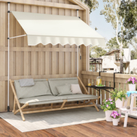 Adjustable Height Manual Retractable Awning with Crank No Drilling Sun Protection Shade Canopy for Patio Garden Balcony