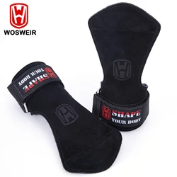 WOSWEIR Heavy Duty Leather Wrist Straps Deadlift Bodybuilding Exercise Barbell Weight Lifting Alternative Power Hooks Support