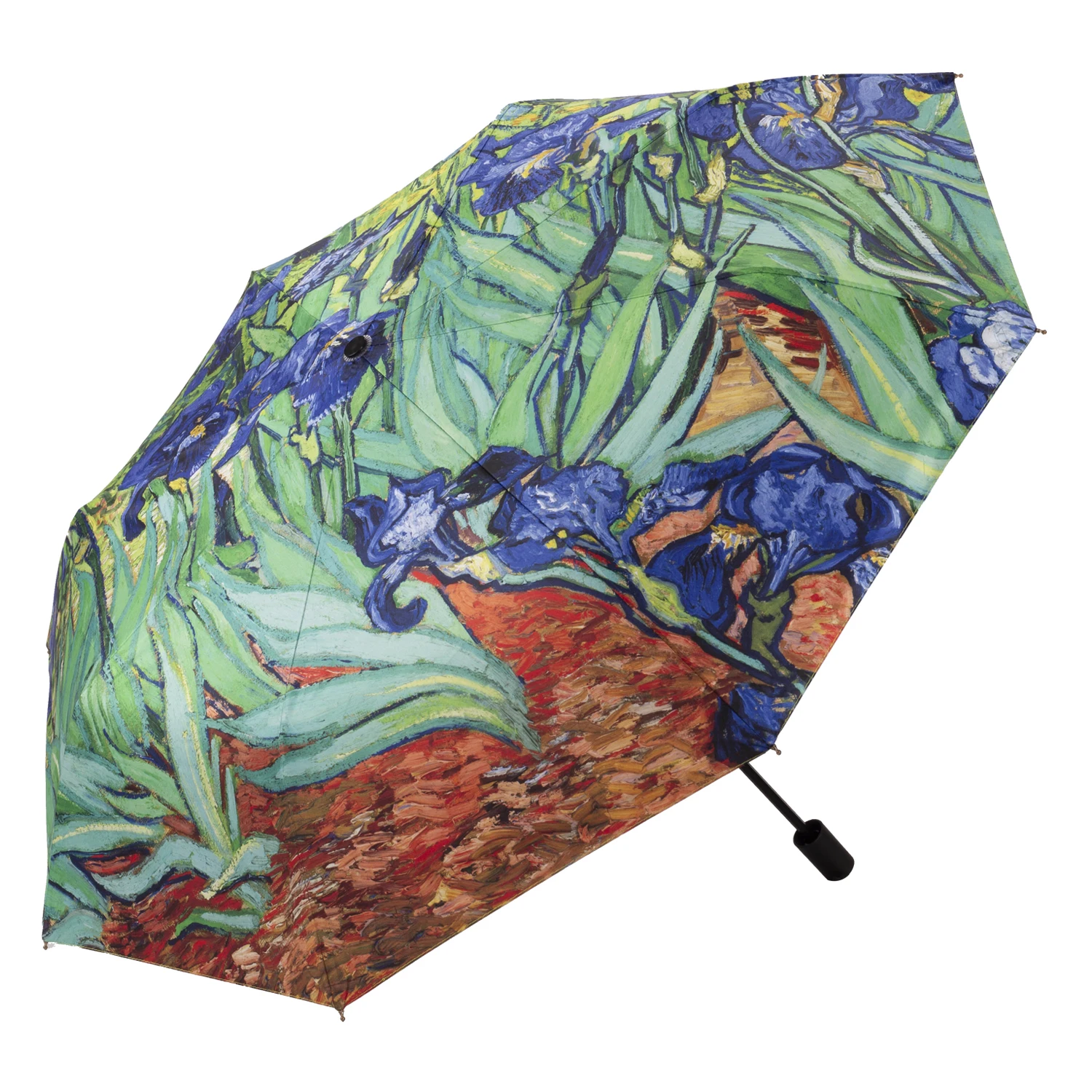 three fold umbrella, rain and wind resistant, travel sunshade, rain and shine dual purpose van gogh