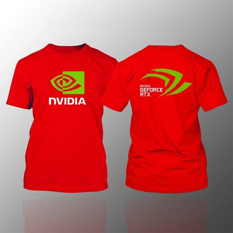 NVIDIA Kurzarm-Shirt NVIDIA RTX Intel Intel Sommerkleidung Geek Rundhals-T-Shirt – Detail 4