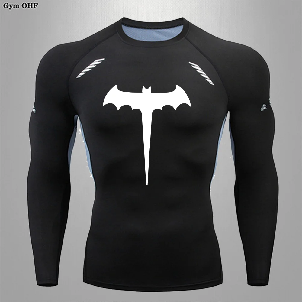 Camiseta para correr de superhéroes para hombre, camiseta deportiva de compresión de manga larga para correr, camisetas deportivas, camisetas de entrenamiento de secado rápido para gimnasio